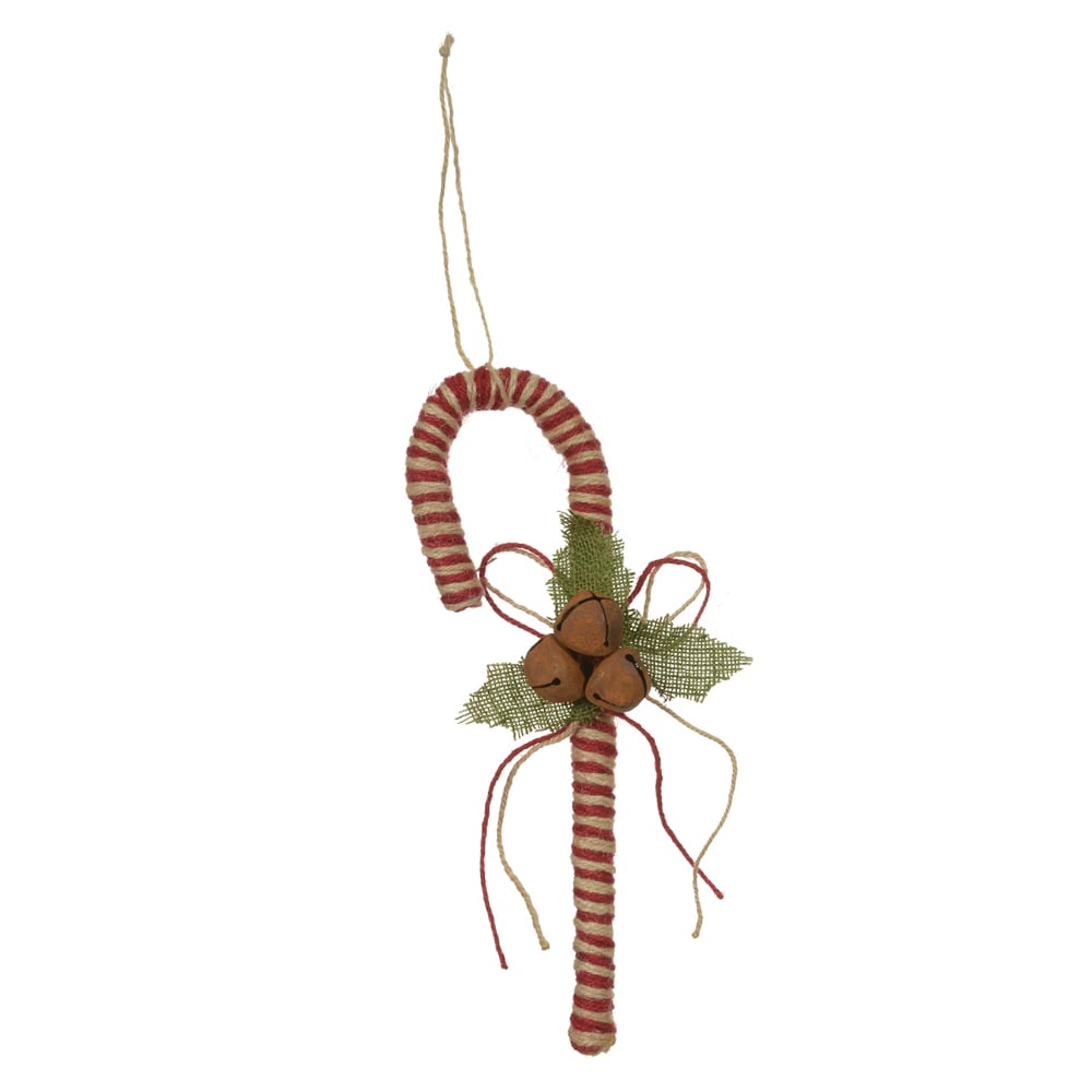Enfeite Natal Bengala C/guizo (vermelho Bege) 35cm