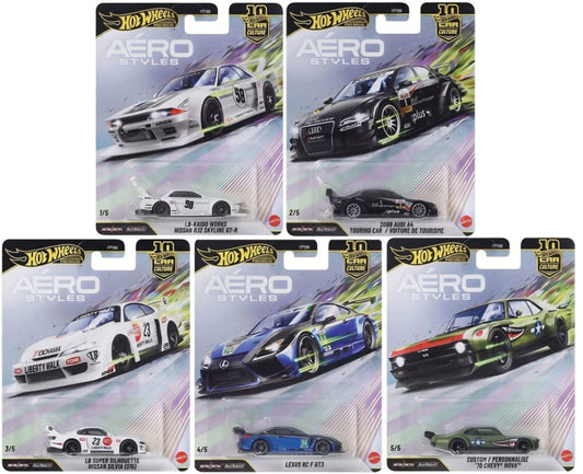 Coleção com 5 Miniaturas Aéro Styles - Car Culture - 1/64 - Hot Wheels Premium