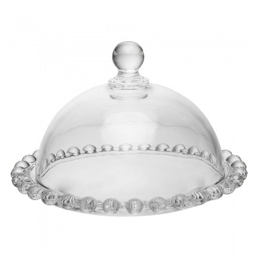 Mini Prato Para Doce Com Tampa Pearl 14CM X 10CM Cristal Ecologico