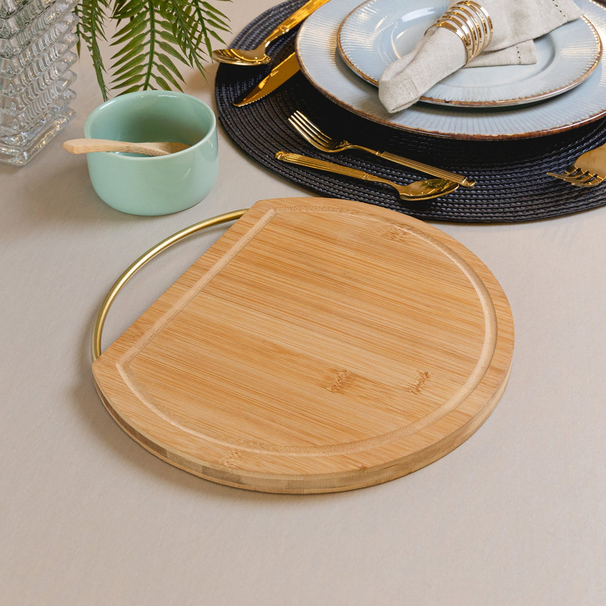 Tabua Redonda Com Alca Nature 25CM X 21CM X 1,5CM Bambu