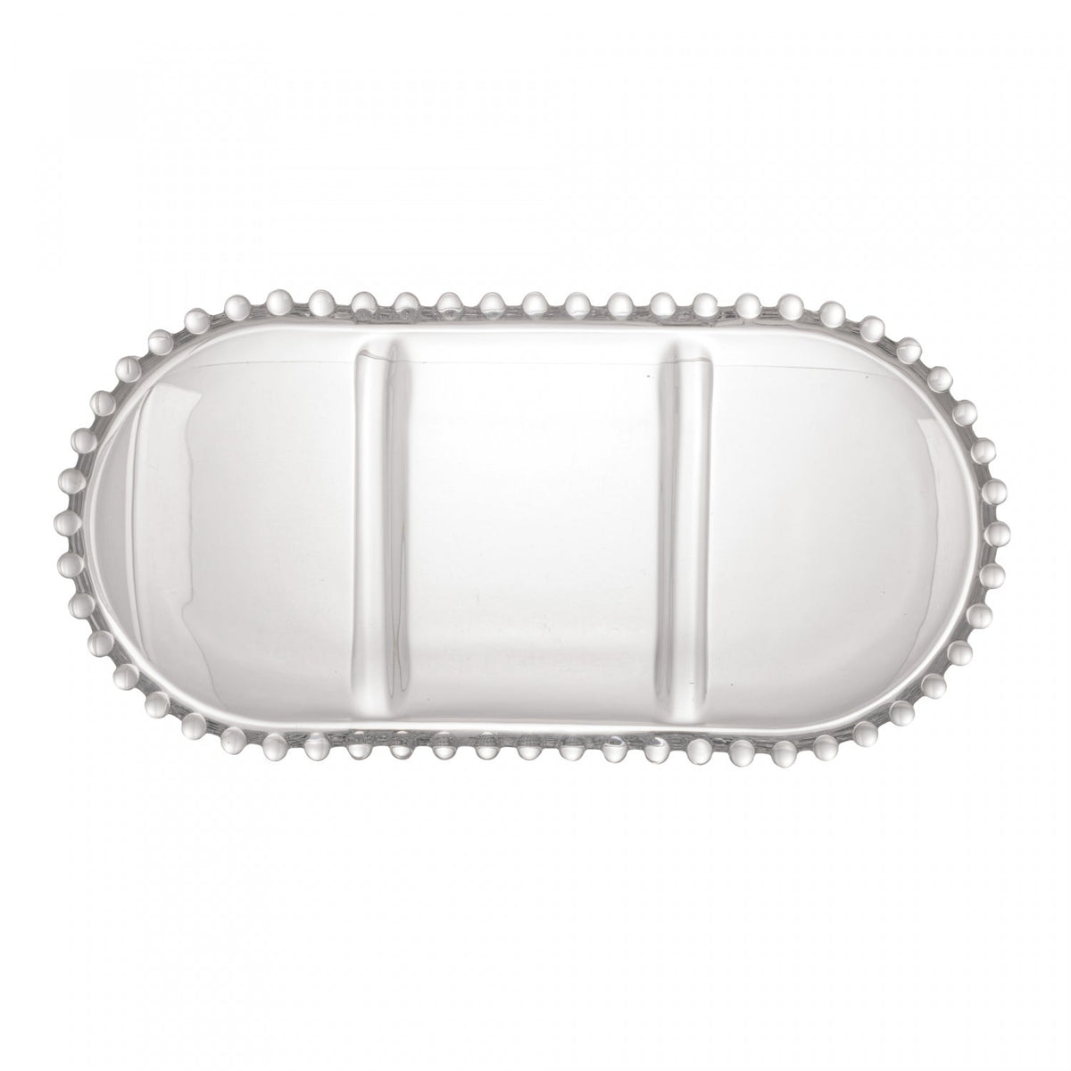 Petisqueira Cristal De Chumbo C/3 Divisoes Oval Pearl 30x15x2cm