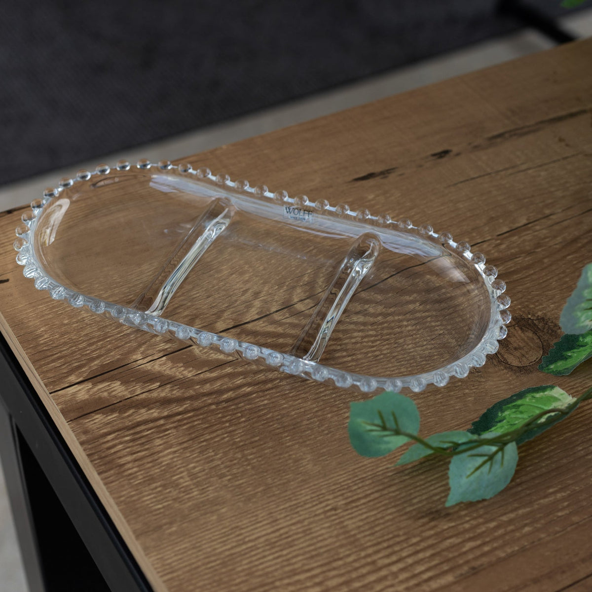 Petisqueira Cristal De Chumbo C/3 Divisoes Oval Pearl 30x15x2cm