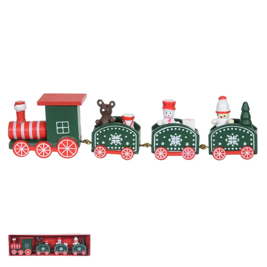 Trem Decorativo Natal Madeira (verde) 21X5,7X2,8cm