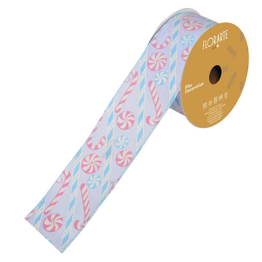 Fita Aramada Linho Candy C/costura (rosa Azul) 6,3cmX9,14m