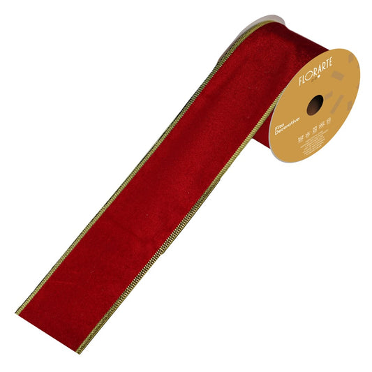 Fita Aramada Veludo (vermelho Dourado) 6,3cmX9,14m