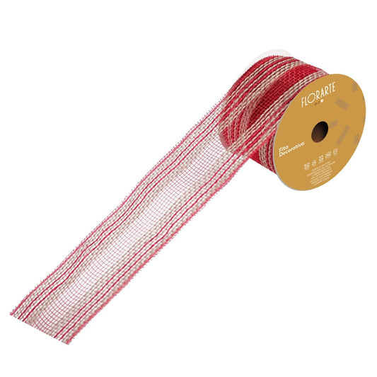 Tela Decorativa (bege Vermelho) 6,3X9,14cm