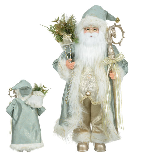 Papai Noel Natal EM PE C/cajado (azul Champanhe) 30cm