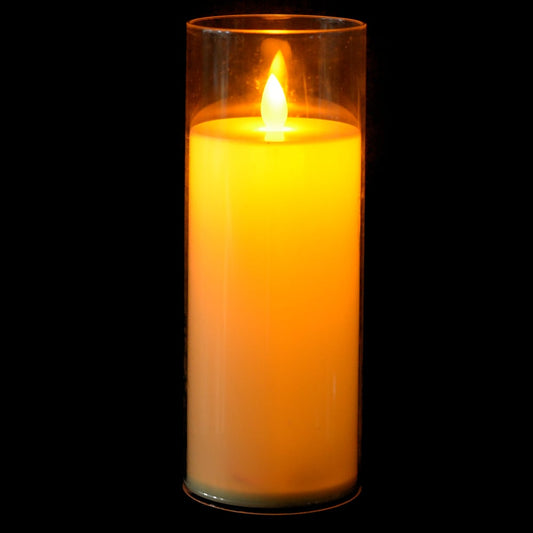 Vela Led Chama Dancante Plt (bege) 20X7,5cm