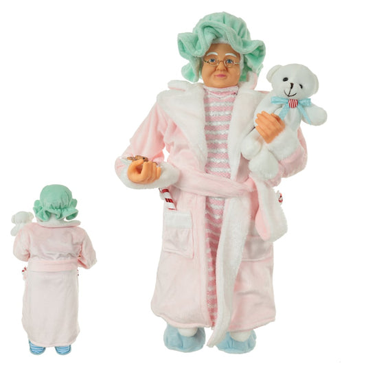 Mamae Noel DE Pijama Natal EM PE (verde Rosa) 45cm