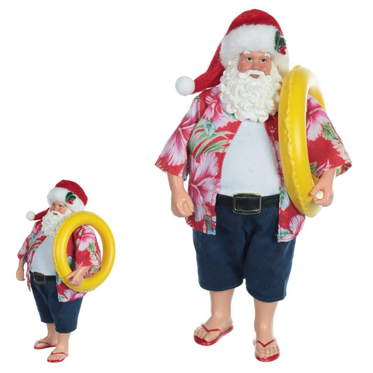 Resina Natal Papai Noel Praia C/boia (colorido) 27,5cm