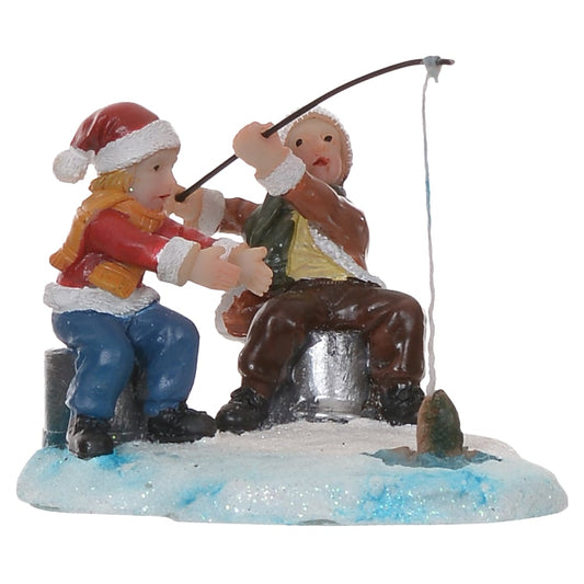 Figura Natal Homens Pescando (colorido) 5,8X8,1X7,3CM