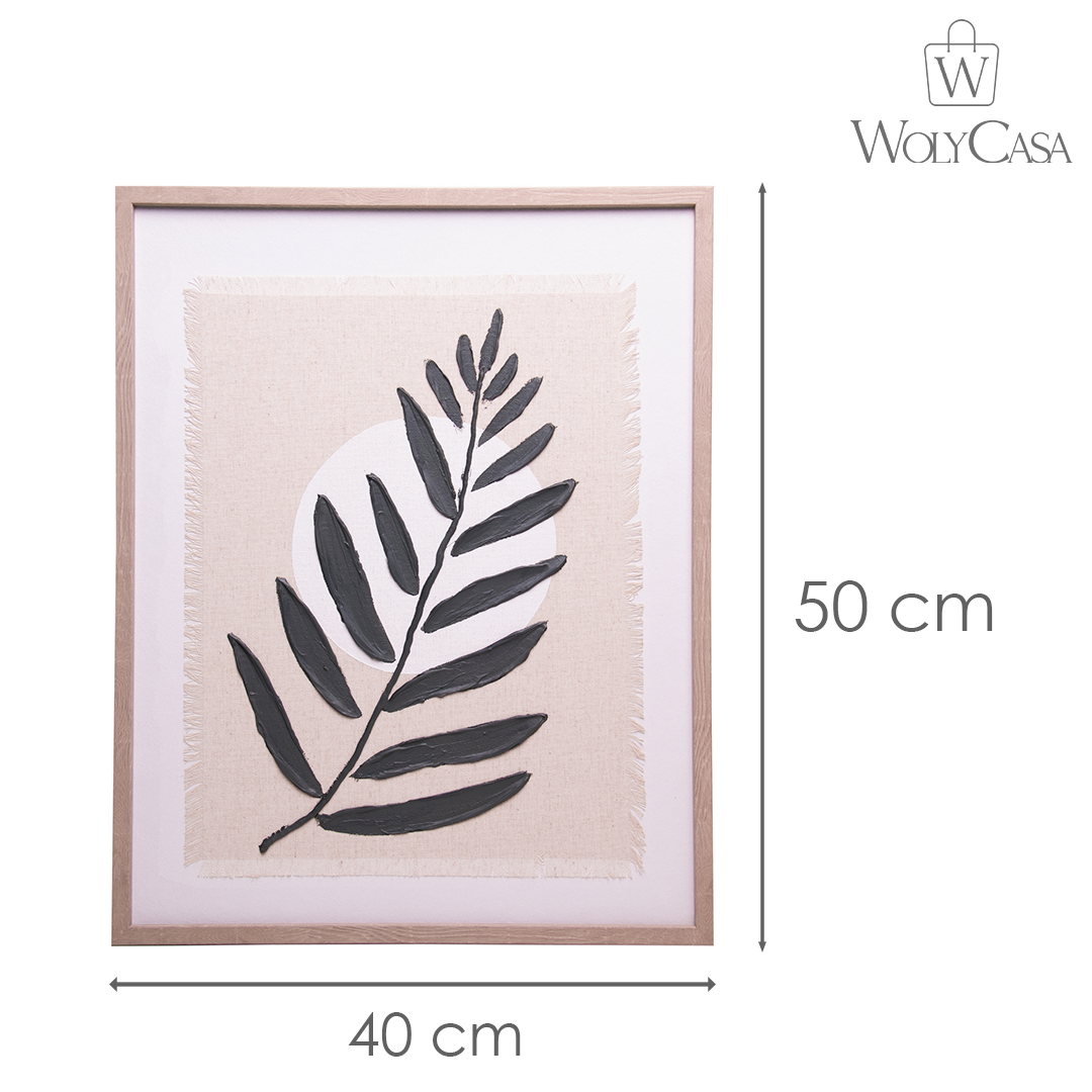 Quadro Decorativo Folha Botanica 40CM X 50CM X 2CM Mdf