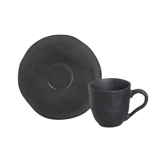 Xícara de Café com Pires Orgânico Preto Matte 120ml