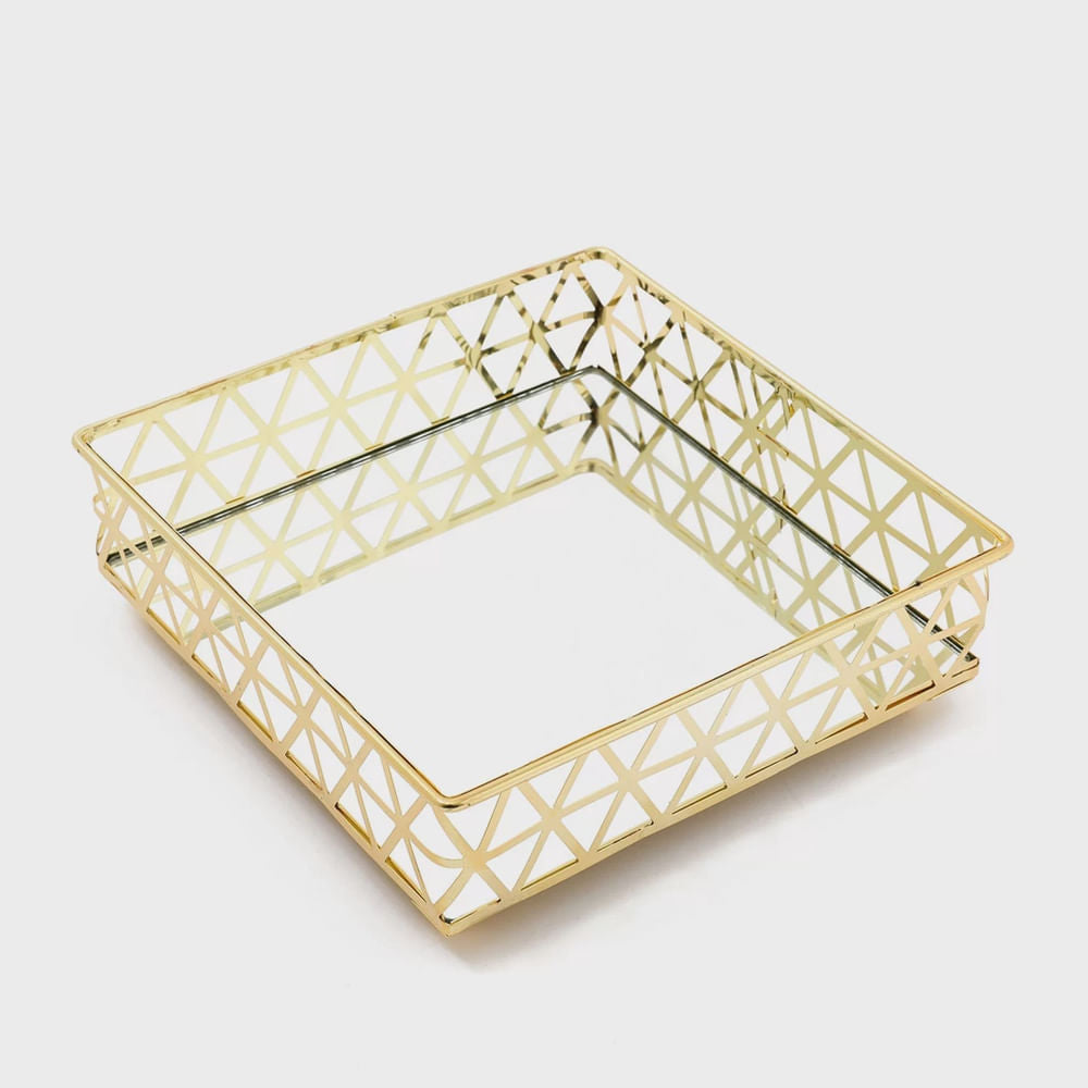 Bandeja Quadrada Louvre 16x16x5cm Ouro