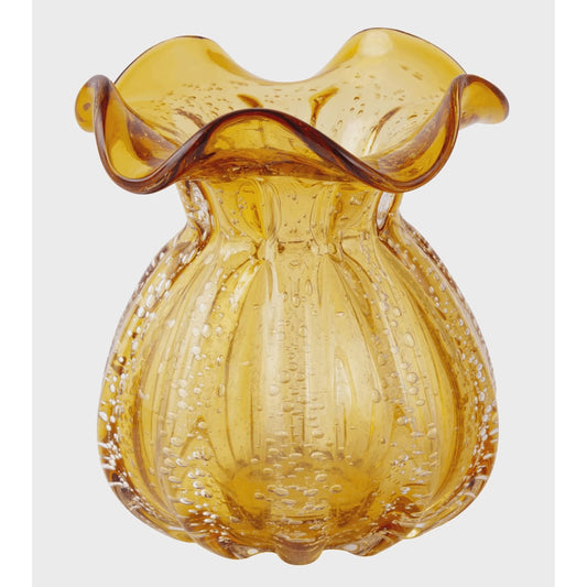 Vaso de Vidro Trouxinha Ambar Veneza 11x11,5cm