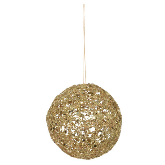 Bola Decorada Natal Aramada (dourado) 10cm
