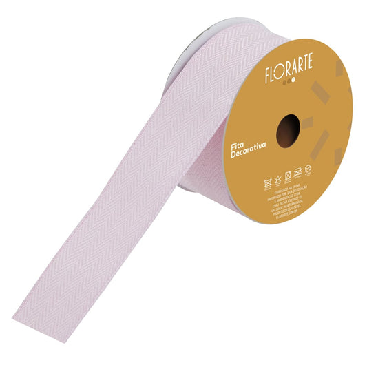 Fita Aramada Tecido C/costura (rosa Branco) 6,3cmX9,14m