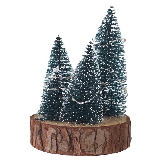 Mini Arvore Natal Flocked X4 C/led (verde Branco) 14,5cm