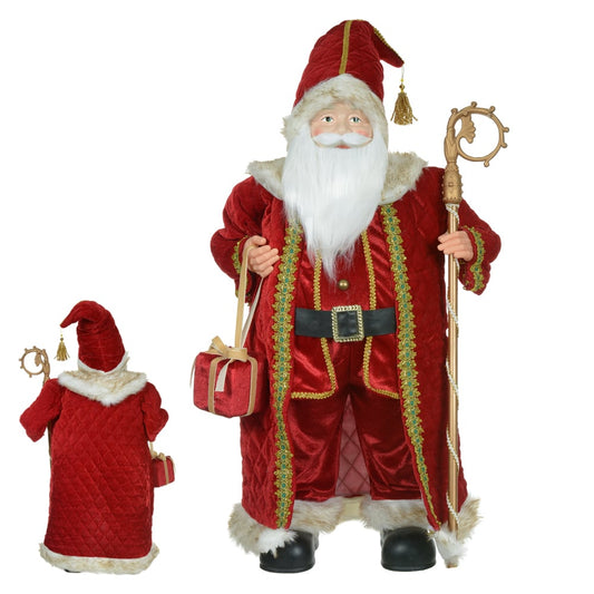 Papai Noel Natal EM PE C/cajado (vermelho Dourado) 60cm