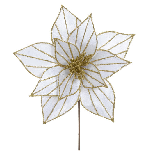 H.bico Papagaio Natal Aveludado (branco Glitter Dourado) 20cm 27d