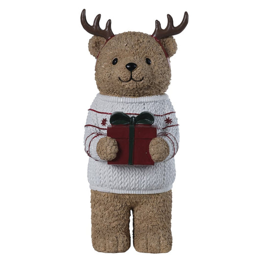 Resina Natal Urso (vermelho Branco) 31X13,5X12cm