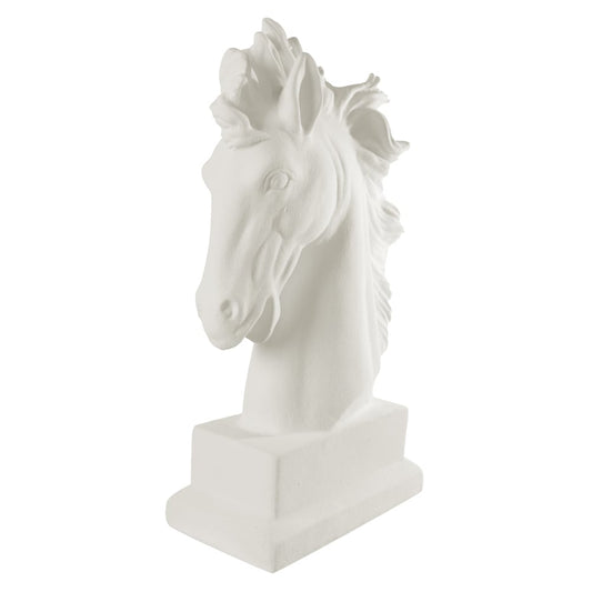 Escultura Decorativa Ceramica Cavalo (branco) 48X14cm 28,5d