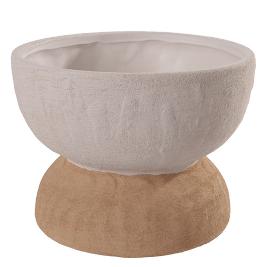 Centro DE Mesa Ceramica (bege Marrom) 14cm 19d