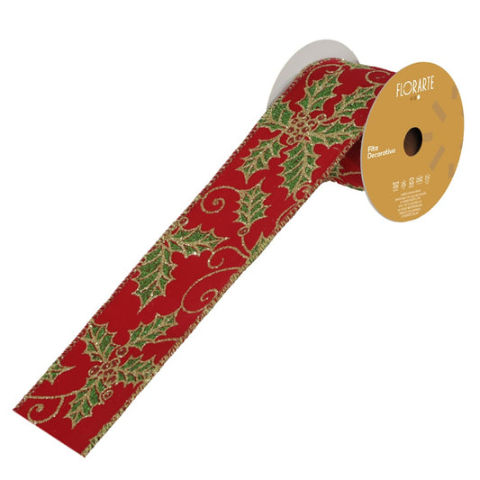 Fita Aramada Linho C/costura (vermelho Dourado) 6,3cmX9,14m