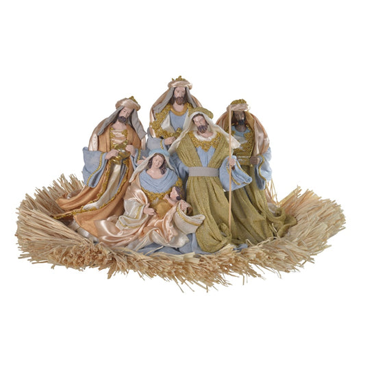 Cenario Presepio Natal Colecao Celeste (azul Dourado) 24cm