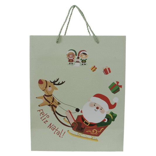 Sacola DE Papel Noel (vermelho Verde) 32X12X26cm
