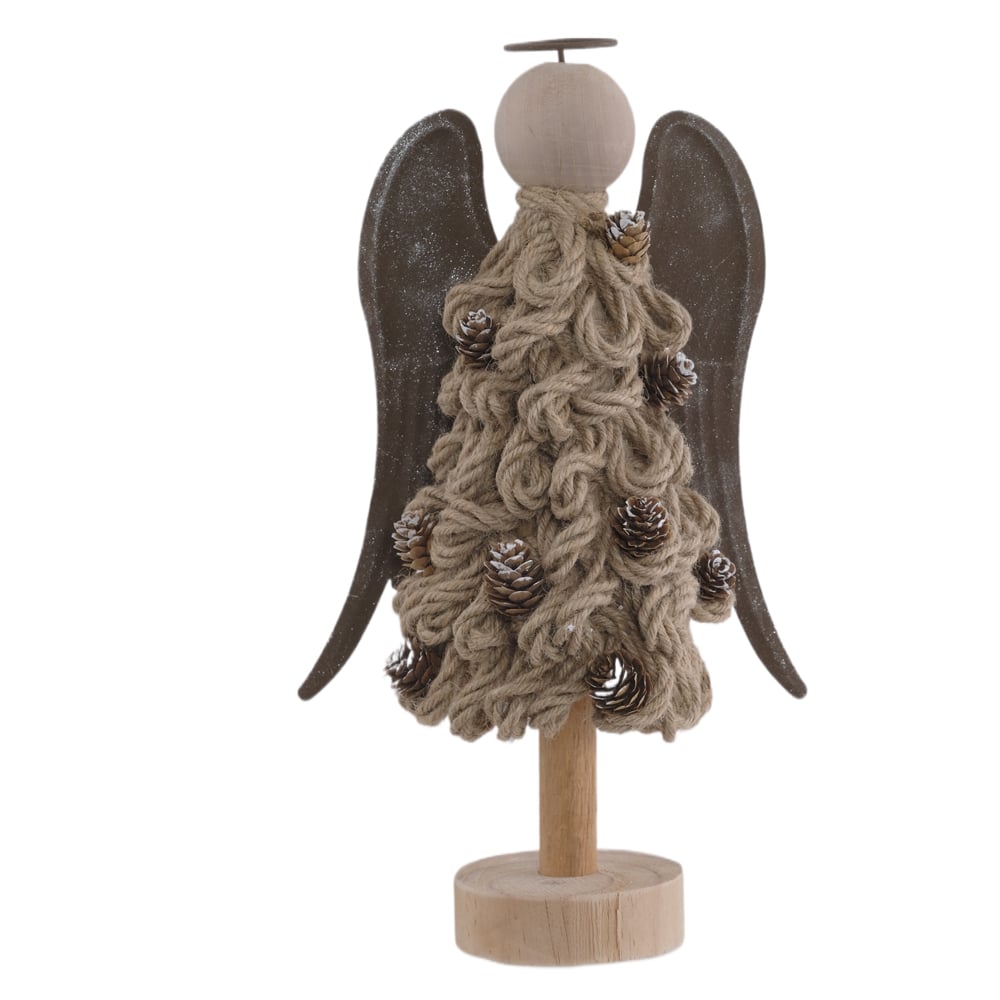 Anjo Decorativo Corda 38X22,5cm (bege)
