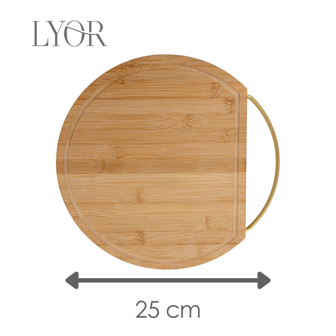 Tabua Redonda Com Alca Nature 25CM X 21CM X 1,5CM Bambu