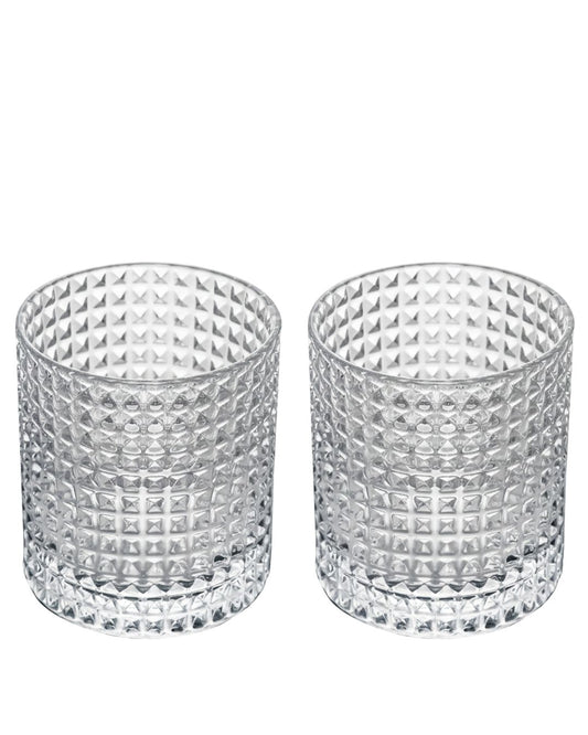 Dois copos de vidro texturizado para whisky da linha Spike Wolff