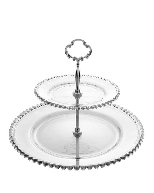 Prato duplo Pearl da Wolff em cristal de chumbo com dois níveis