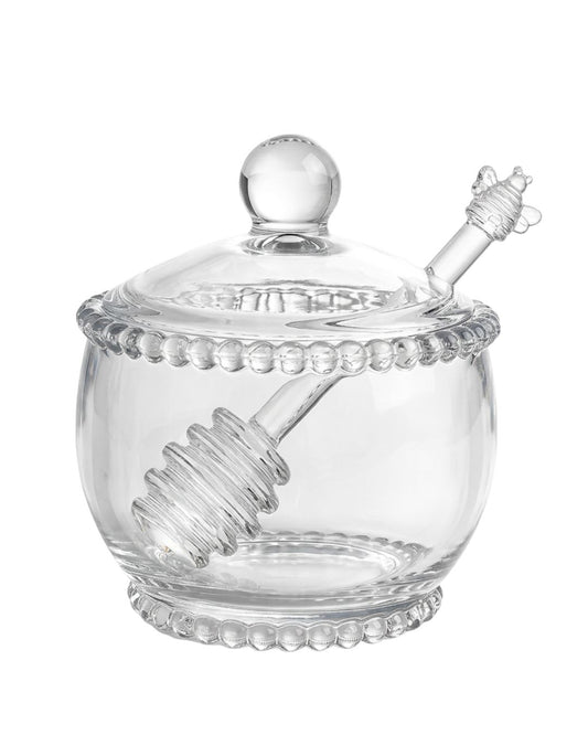 Meleira Pearl da Wolff em cristal com tampa e pegador para mel