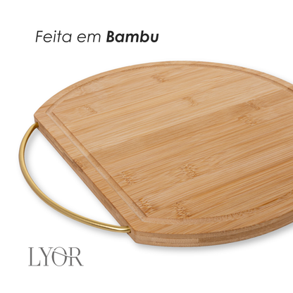Tabua Redonda Com Alca Nature 25CM X 21CM X 1,5CM Bambu