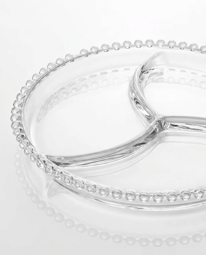 Petisqueira Pearl da Wolff em cristal de chumbo com detalhes de pérolas