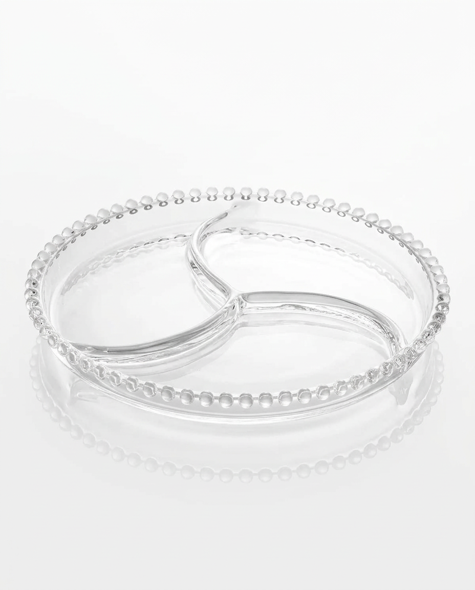 Petisqueira Pearl da Wolff em cristal transparente com divisórias