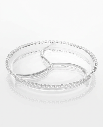 Petisqueira Pearl da Wolff em cristal transparente com divisórias