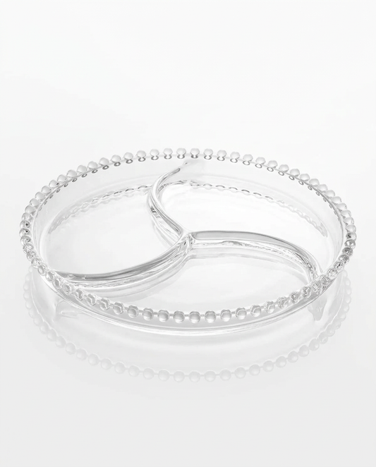 Petisqueira Pearl da Wolff em cristal transparente com divisórias