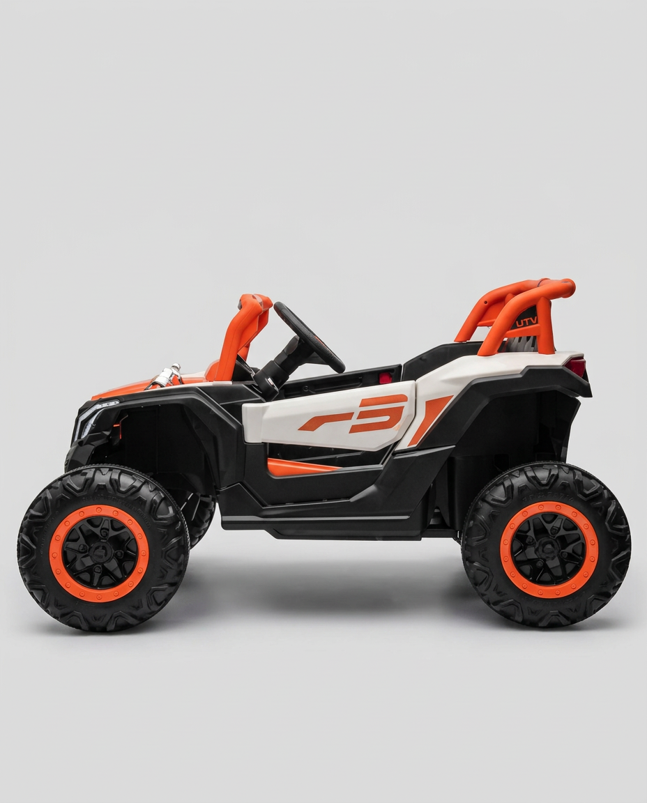 UTV elétrico infantil Pulse XR7 12V laranja em vista lateral