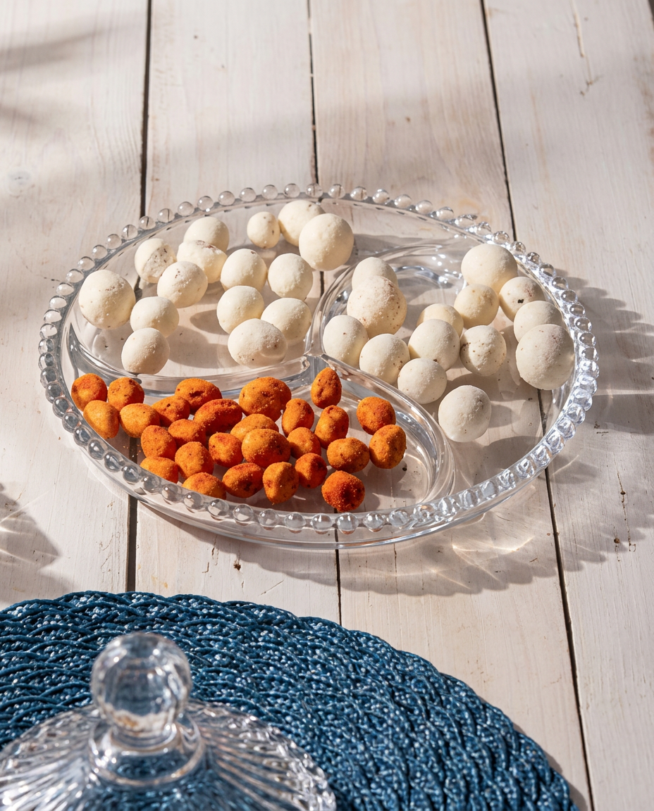 Petisqueira Pearl da Wolff servida com petiscos