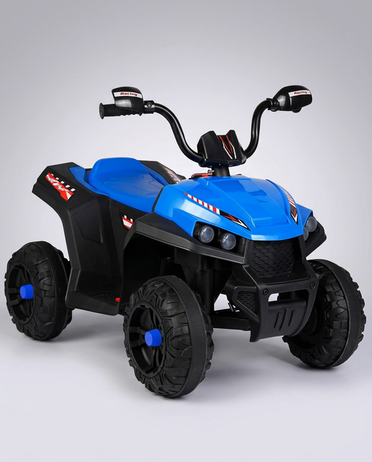 Quadriciclo elétrico infantil Speed Trail Rider 12V azul em vista frontal