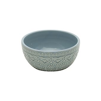 BOWL CERÂMICA EMBOSSED HEART AND FLOWERS AZUL
